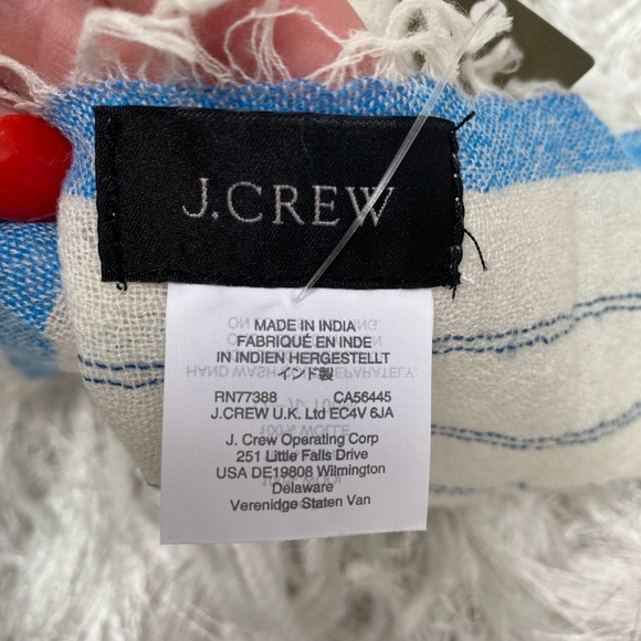 New J. Crew Lightweight Wool Scarf Striped With Eyelash Fringe - Picture 5 of 7